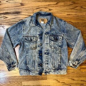 Gap Acid wash Denim Jean Trucker Jacket 90s Vintage Boxy Size S Women Distressed